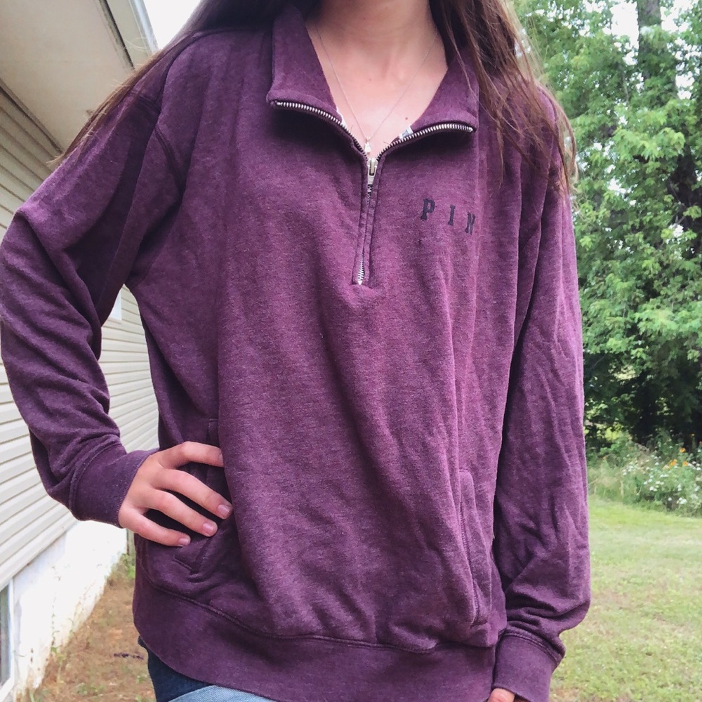 Victoria’s Secret PINK Plum Quarter Zip Sweatshirt